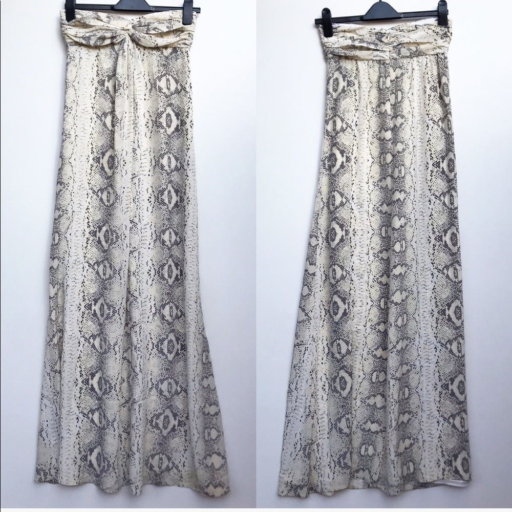 Jay Godfrey Snake Print Strapless Silk Maxi Dress